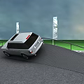 Different Road Ramps For Vehicle Testing With Safety Stripes Guide Flags And Logos