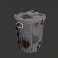 Transparent Plastic Trash Can With Lid And Garbage Inside On Reflective Surface
