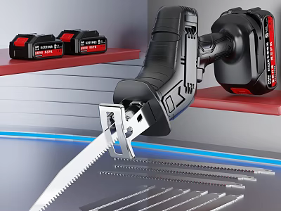 Cordless Reciprocating Saw With Blades And Batteries 3d model