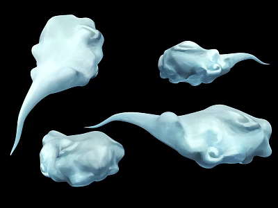 White Abstract Sculptural Forms 3D Rendered on Black Background with Irregular Shapes 3d model