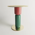Modern Stylish Side Table with Golden Tabletop Red Middle Section and Green Base 3d model