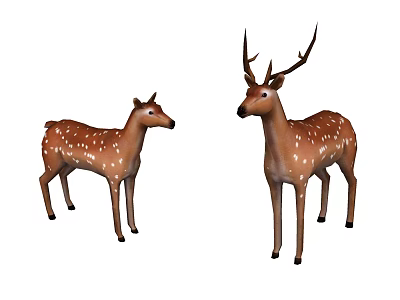 Two Brown Spotted Reptiles with Different Sizes in Standing Posture 3d model