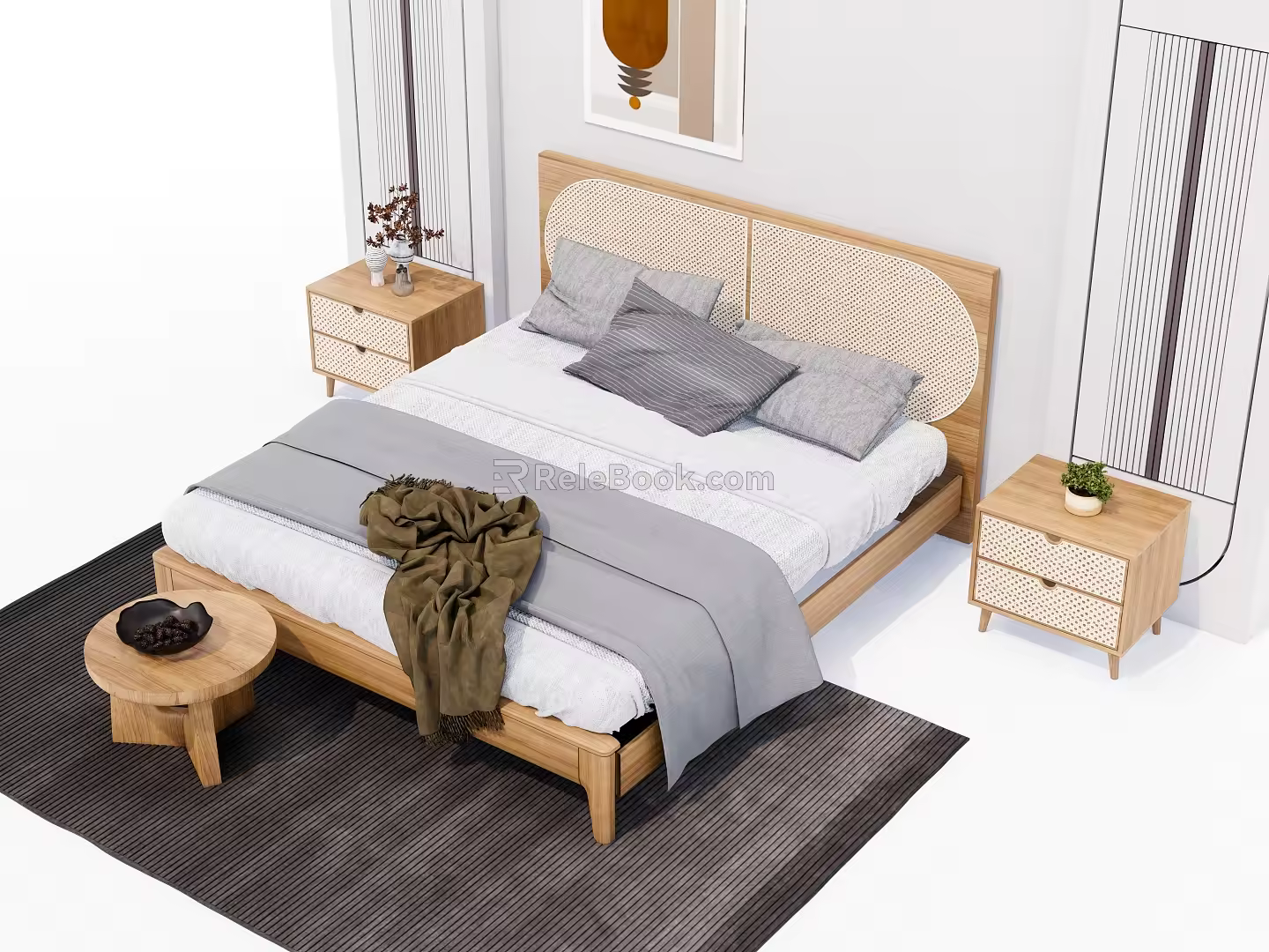 Modern Background Double Bed Simple Double Bed 3d model