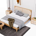 Modern Background Double Bed Simple Double Bed 3d model