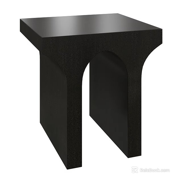 Black Modern Side Table With Arched Legs And Sleek Minimalist Design 3d model 