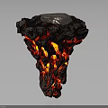 Volcanic Inspired Structure With Glowing Lava Flow And Silver Dome Top