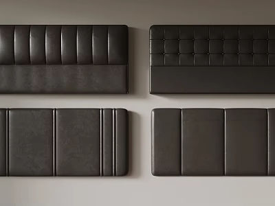 Set Of Black Leather Headboards With Various Stitch Patterns And Modern Designs 3d model