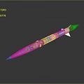 Streamlined Military Missile With Gray Body Colorful Markings Light Blue Tip And Fins