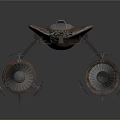 Shiny Futuristic Metallic Spaceship Models With Red Accents And Detailed Design