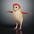 Cute Cartoon Bird Character With Red Head White Orange Body And Purple Claws
