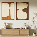 Quiet abstract painting hanging ornaments combination 3d model