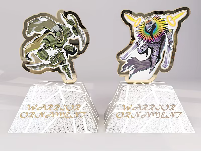Warrior Ornament Decorative Figurines With Different Warrior Designs Golden Border And Transparent Base 3d model
