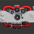 Mechanical Power Unit Featuring Red Components Gray Body And Gear Pulley System
