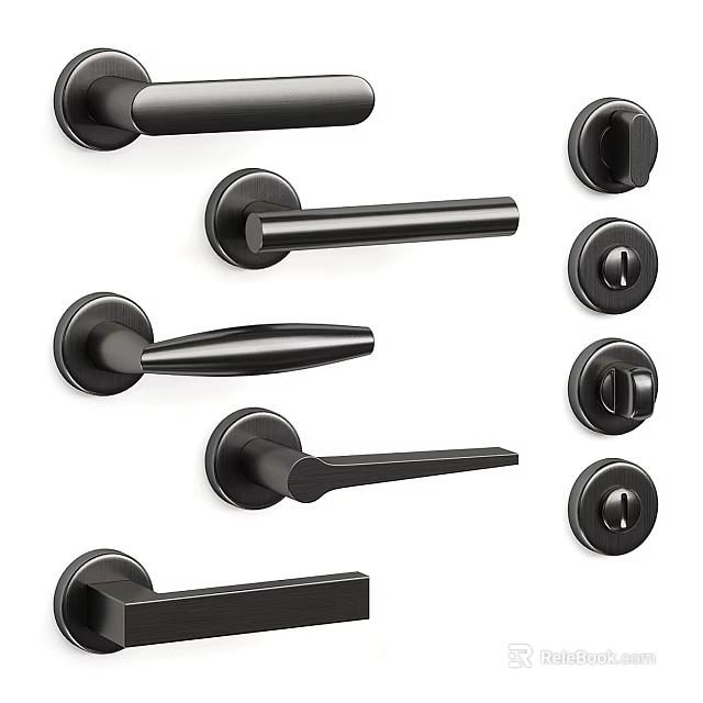 Black Modern Door Handles With Various Designs And Styles For Home Use 3d model 