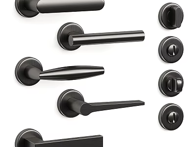 Black Modern Door Handles With Various Designs And Styles For Home Use 3d model