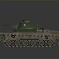 Green Military Tank With Tracks Turret Antenna And Detailed 3D Model Design