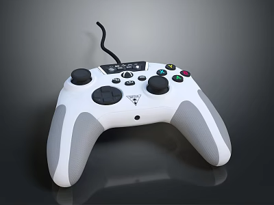 High Performance White Wired Gaming Controller With Ergonomic Grip For Entertainment Electronics 3d model