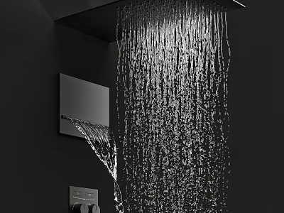 Modern Shower Faucet with Rainfall Water Flow and Sleek Control Panel in Bathroom 3d model