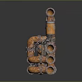 3D Rendered Hardware Tools Orange Pipes And Fittings Assembly