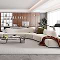 Modern Living Room With L Shaped Sofa Glass Coffee Table Pendant Lights And Abstract Painting