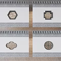 Traditional Chinese Lattice Windows Featuring Hexagonal Square Cloud And Round Shapes 3d model