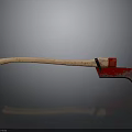 Red Axe With Wooden Handle Isolated On Gray Background And Reflection