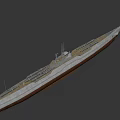 Military Submarine With Gray And Brown Hull Deck Structures And Conning Tower
