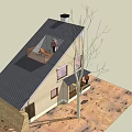 Modern Single Family House With Gabled Roof Round Window And Porch