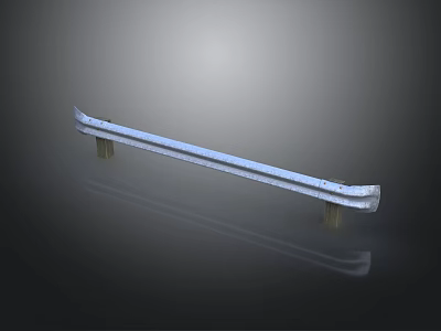 Long Smooth Metal Handrail With Supports And Reflective Finish On Dark Background 3d model