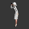 Stylish Woman Wearing Gray Hat Long Sleeve Top And Floral Skirt