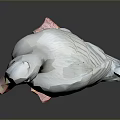 White Duck Figurine with Orange Beak and Feet on Green Base Decorative Ornament