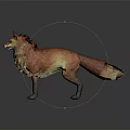 Realistic Red Brown Fox with Fluffy Tail Standing in Dark Background 3d model