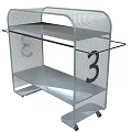 Modern Metal Mesh Cart With Three Tier Storage And Rolling Wheels
