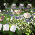Scenic Photo Check in Spot With Tents Domes And Lush Greenery In Natural Setting