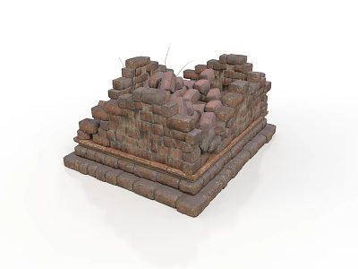 Modern Indoor Decorative Brick Structure With Stacked Layers And Top Stones 3d model