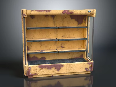 Vintage Metal Shelving Unit with Rustic Peeling Paint and Multiple Storage Shelves Industrial Style 3d model