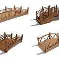 Decorative Wooden Bridge 3D Models With Various Design And Railing Styles 3d model