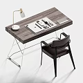 Desk and Chair Study Table Lamp Single Chair Learning Supplies 3d model
