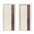 Modern Interior Flush Doors With Cream And Walnut Wood Panel Design 3d model