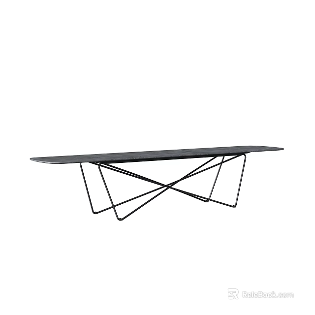 Modern TV Stand With Black Top And Metal Cross Legs For Living Room Decor 3d model 