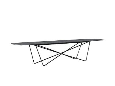 Modern TV Stand With Black Top And Metal Cross Legs For Living Room Decor 3d model