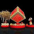 Tech Exhibition Hall with 2020 Golden Tree Red Fu Decoration Little Mouse and Gold Ingots