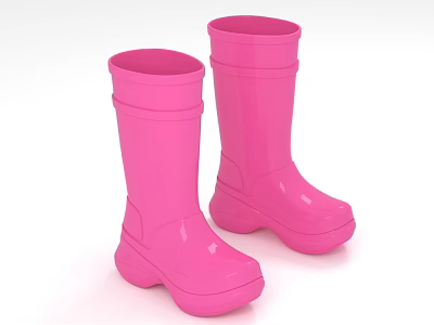 Bright Pink Stylish Waterproof Rain Boots For Daily Wear And Outdoor Use 3d model