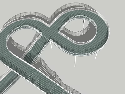 Spiral Road Facility Design With Glass Walkway And Circular Overpass Structure 3d model