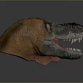 Tyrannosaurus Rex Dinosaur Head Model with Open Mouth Sharp Teeth and Orange Gray Skin