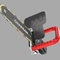 Heavy Duty Industrial Chainsaw With Red Handle Black Body And Sharp Chain 3d model