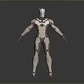 3D Character And Creature Model With Biomechanical Design White Pink Armor And Humanoid Structure 3d model