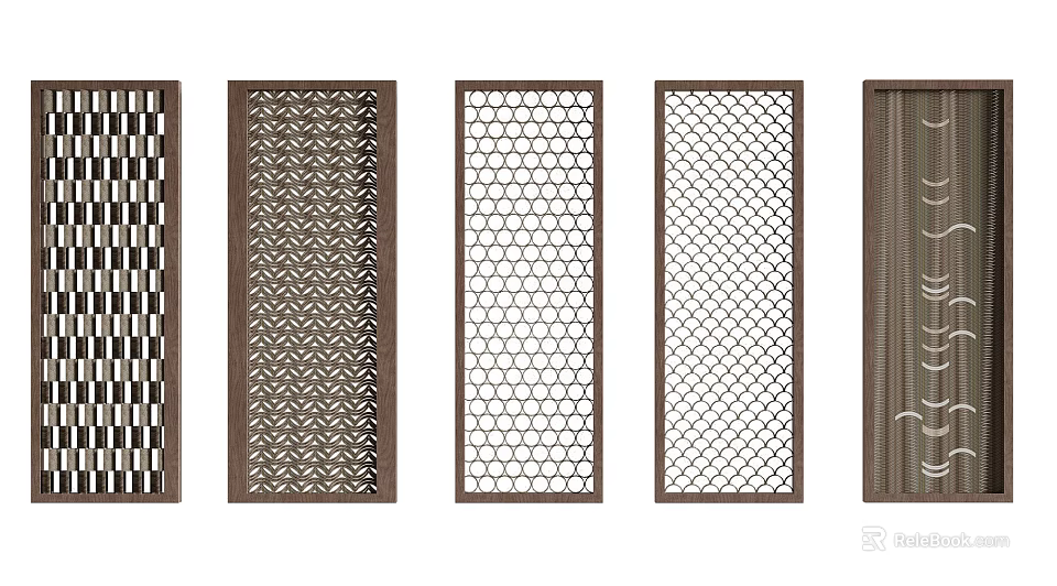 Modern Room Dividers With Assorted Geometric Patterns And Decorative Frames 3d model