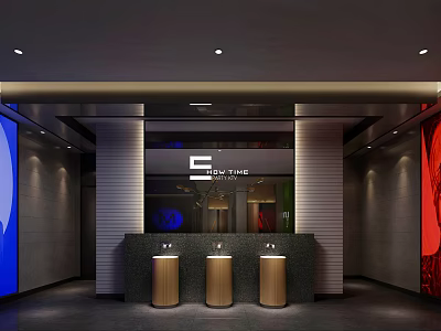 Modern Public Toilet Interior Design With Sleek Wash Basins And Lighting Fixtures 3d model