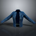 Open Front Denim Jacket With Dark Inner Layer On Minimalist Gray Background 3d model